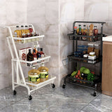 NNEAGS 2X 3 Tier Steel White Adjustable Kitchen Cart Multi-Functional Shelves Portable Storage Organizer with Wheels