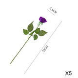 NNEAGS 5pcs Artificial Silk Flower Fake Rose Bouquet Table Decor Purple
