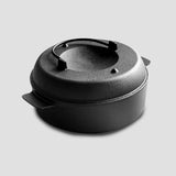 NNEAGS 2X 28cm Cast Iron Dutch Oven Pre-Seasoned Camping Stew Pot with Lid