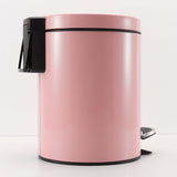 NNEAGS 4X 12L Foot Pedal Stainless Steel Rubbish Recycling Garbage Waste Trash Bin Round Pink