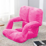 NNEAGS 2X Foldable Lounge Cushion Adjustable Floor Lazy Recliner Chair with Armrest Pink