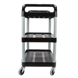 NNEAGS 3 Tier Food Trolley Food Waste Cart Storage Mechanic Kitchen Black Large