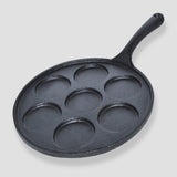 NNEAGS 2X 23cm Cast Iron Takoyaki Fry Pan Octopus Balls Maker 7 Hole Cavities Grill Mold
