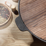 NNEAGS 31cm Cast Iron Wok FryPan Fry Pan with Wooden Lid