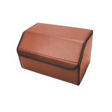 NNEAGS Leather Car Boot Collapsible Foldable Trunk Cargo Organizer Portable Storage Box Coffee Medium