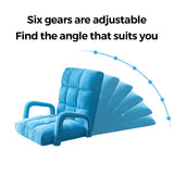 NNEAGS 4X Foldable Lounge Cushion Adjustable Floor Lazy Recliner Chair with Armrest Blue