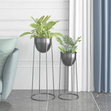 NNEAGS 4X 50cm Round Wire Metal Flower Pot Stand with Black Flowerpot Holder Rack Display