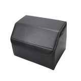 NNEAGS 2X Leather Car Boot Collapsible Foldable Trunk Cargo Organizer Portable Storage Box Black Small
