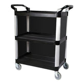NNEAGS 2X 3 Tier Covered Food Trolley Food Waste Cart Storage Mechanic Kitchen with Bins