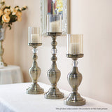NNEAGS 37.4cm Glass Candlestick Candle Holder Stand Pillar Glass/Iron Metal