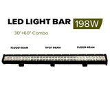 NNEAGS 2X 31inch 198W Cree Led Light Bar Spot Flood Light 4x4 Offroad Work Ute Atv 12v 24v