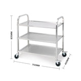 NNEAGS 2X 3 Tier 75x40x83.5cm Stainless Steel Kitchen Dinning Food Cart Trolley Utility Size Small