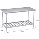 NNEAGS 150*70*85cm Catering Kitchen Stainless Steel Prep Work Bench