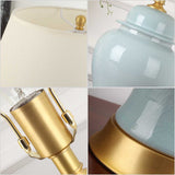 NNEAGS 2X Oval Ceramic Table Lamp with Gold Metal Base Desk Lamp Yellow
