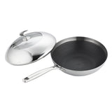 NNEAGS 2X 18/10 Stainless Steel Fry Pan 30cm Frying Pan Top Grade Cooking Non Stick Interior Skillet with Lid