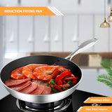 NNEAGS Stainless Steel Fry Pan 36cm Frying Pan Induction FryPan Non Stick Interior
