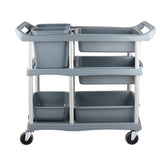 NNEAGS 2X 3-Tier Soiled Food Trolley Dirty Plate Cart Five Buckets Kitchen Food Utility