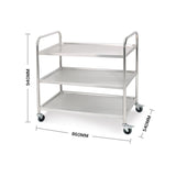 NNEAGS 2X 3 Tier 86x54x94cm Stainless Steel Kitchen Dinning Food Cart Trolley Utility Round Large