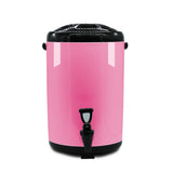 NNEAGS 2X 16L Stainless Steel Insulated Milk Tea Barrel Hot and Cold Beverage Dispenser Container with Faucet Pink