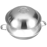 NNEAGS 2X 3-Ply 38cm Stainless Steel Double Handle Wok Frying Fry Pan Skillet with Lid