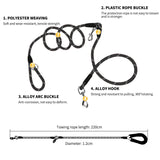 NNEAGS 2X 220cm Multifunction Hands-Free Rope Pet Cat Dog Puppy Double Ended Leash for Walking Training Tracking Obedience Black