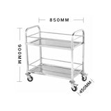 NNEAGS 2X 2 Tier 85x45x90cm Stainless Steel Drink Wine Food Utility Cart Medium