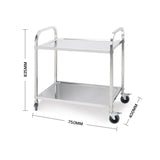 NNEAGS 2X 2 Tier 75x40x83.5cm Stainless Steel Kitchen Dinning Food Cart Trolley Utility Small