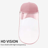 NNEAGS 2X Outdoor Protection Hat Anti-Fog Pollution Dust Protective Cap Full Face HD Shield Cover Kids Pink