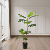 NNEAGS 4X 90cm 2-Trunk Artificial Natural Green Split-Leaf Philodendron Tree Fake Tropical Indoor Plant Home Office Decor