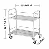 NNEAGS 2 Tier 85x45x90cm Stainless Steel Drink Wine Food Utility Cart Medium
