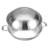NNEAGS 3-Ply 42cm Stainless Steel Double Handle Wok Frying Fry Pan Skillet with Lid