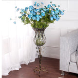 NNEAGS 85cm European Clear Glass Floor Home Decor Flower Vase with Tall Metal Stand