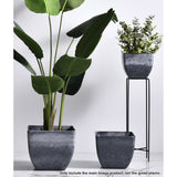NNEAGS 32cm Weathered Grey Square Resin Plant Flower Pot in Cement Pattern Planter Cachepot for Indoor Home Office