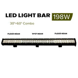 NNEAGS 31inch 198W Cree Led Light Bar Spot Flood Light 4x4 Offroad Work Ute Atv 12v 24v