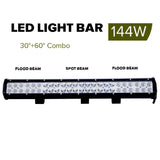 NNEAGS 23inch 144W Cree Led Light Bar Spot Flood Light 4x4 Offroad Work Ute Atv 12v 24v