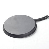 NNEAGS 2X 26cm Round Cast Iron Frying Pan Skillet Griddle Sizzle Platter