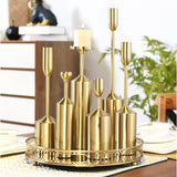NNEAGS 6pcs Gold Iron Taper Luxury Candlestick Candle Holder Stand Pillar