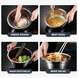 NNEAGS 3Pcs Deepen Matte Stainless Steel Stackable Baking Washing Mixing Bowls Set Food Storage Basin