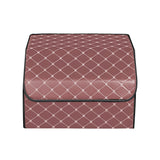 NNEAGS Leather Car Boot Collapsible Foldable Trunk Cargo Organizer Portable Storage Box Coffee/Gold Stitch Small