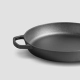 NNEAGS 2X 27cm Round Cast Iron Frying Pan Skillet Steak Sizzle Platter with Helper Handle