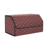 NNEAGS Leather Car Boot Collapsible Foldable Trunk Cargo Organizer Portable Storage Box Coffee/Gold Stitch Large