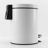 NNEAGS Foot Pedal Stainless Steel Rubbish Recycling Garbage Waste Trash Bin Round 12L White