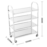 NNEAGS 4 Tier Stainless Steel Kitchen Dinning Food Cart Trolley Utility Size Square Medium