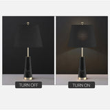 NNEAGS 2X 68cm Black Marble Bedside Desk Table Lamp Living Room Shade with Cone Shape Base