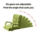 NNEAGS Foldable Lounge Cushion Adjustable Floor Lazy Recliner Chair with Armrest Yellow Green