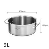 NNEAGS Stock Pot 9L Top Grade Thick Stainless Steel Stockpot 18/10 Without Lid