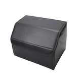 NNEAGS Leather Car Boot Collapsible Foldable Trunk Cargo Organizer Portable Storage Box Black Small