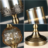 NNEAGS 2X 42cm Glass Candle Holder Candle Stand Glass/Metal