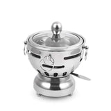 NNEAGS 2X Stainless Steel Mini Asian Buffet Hot Pot Single Person Shabu Alcohol Stove Burner with Glass Lid