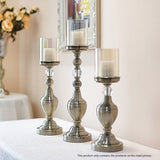NNEAGS 49.5cm Glass Candlestick Candle Holder Stand Pillar Glass/Iron Metal
